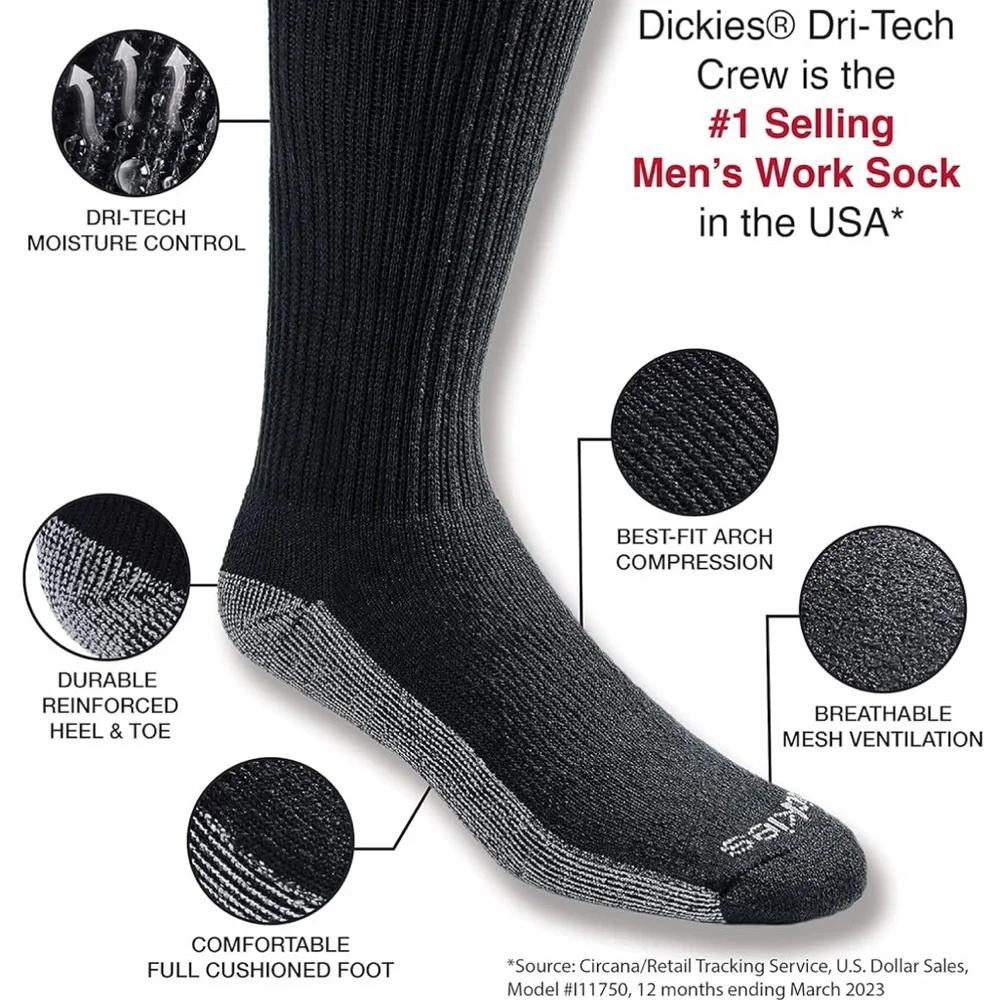 Men's Dri-tech Moisture Control Crew Socks Multipack - Picture 2 of 5